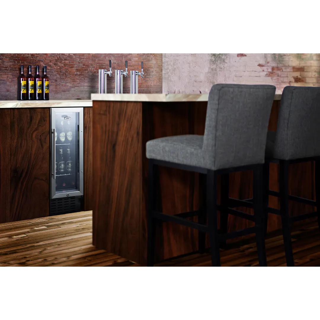 Summit SCR1225B Beverage Center with Locking Glass Door, Black Exterior, 2.2 cu. Ft.