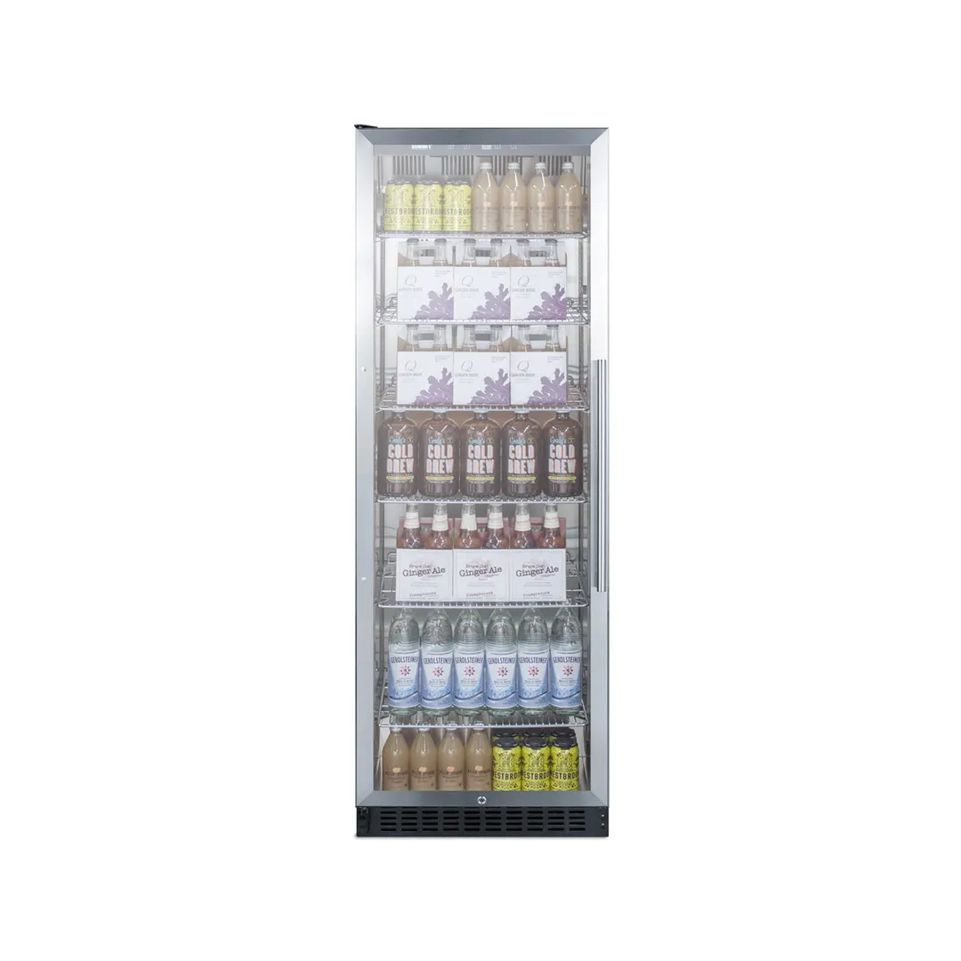 Summit SCR1401LH 24"Beverage Center w/ Left Hinged Glass Door, Black Exterior, 12.6 cu.ft