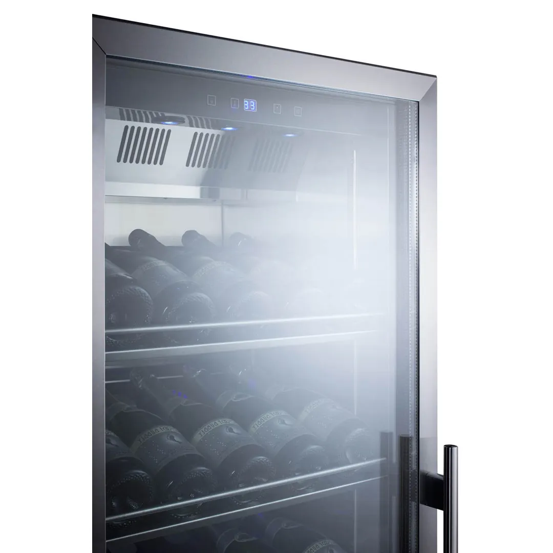 Summit SCR1401LHCH 24" Glass Door Wine Refrigerator, Single Temperature, 35 Bottles