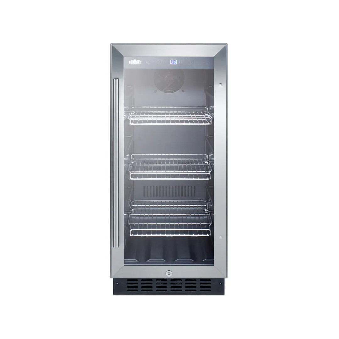 Summit SCR1536BGCSS Beverage Merchandiser Refrigerator, 2.45 cu.ft, Glass Door, 115V ETL‑S