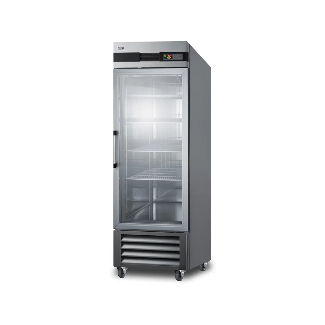 Summit SCR23SSG 28" 1-Section Reach-In Refrigerator w/ Right Hinged Glass Door, Bottom Mount, Stainless Steel, 23 cu. ft.