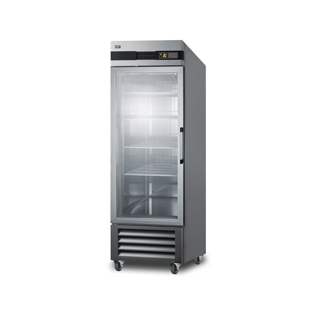 Summit SCR23SSGLH 28" 1-Section Reach-In Refrigerator w/ Left Hinged Glass Door, Bottom Mount, Stainless Steel, 23 cu. ft.