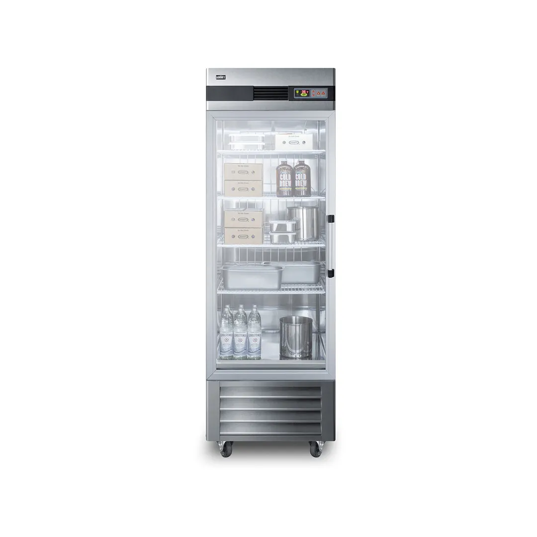 Summit SCR23SSGLH 28" 1-Section Reach-In Refrigerator w/ Left Hinged Glass Door, Bottom Mount, Stainless Steel, 23 cu. ft.