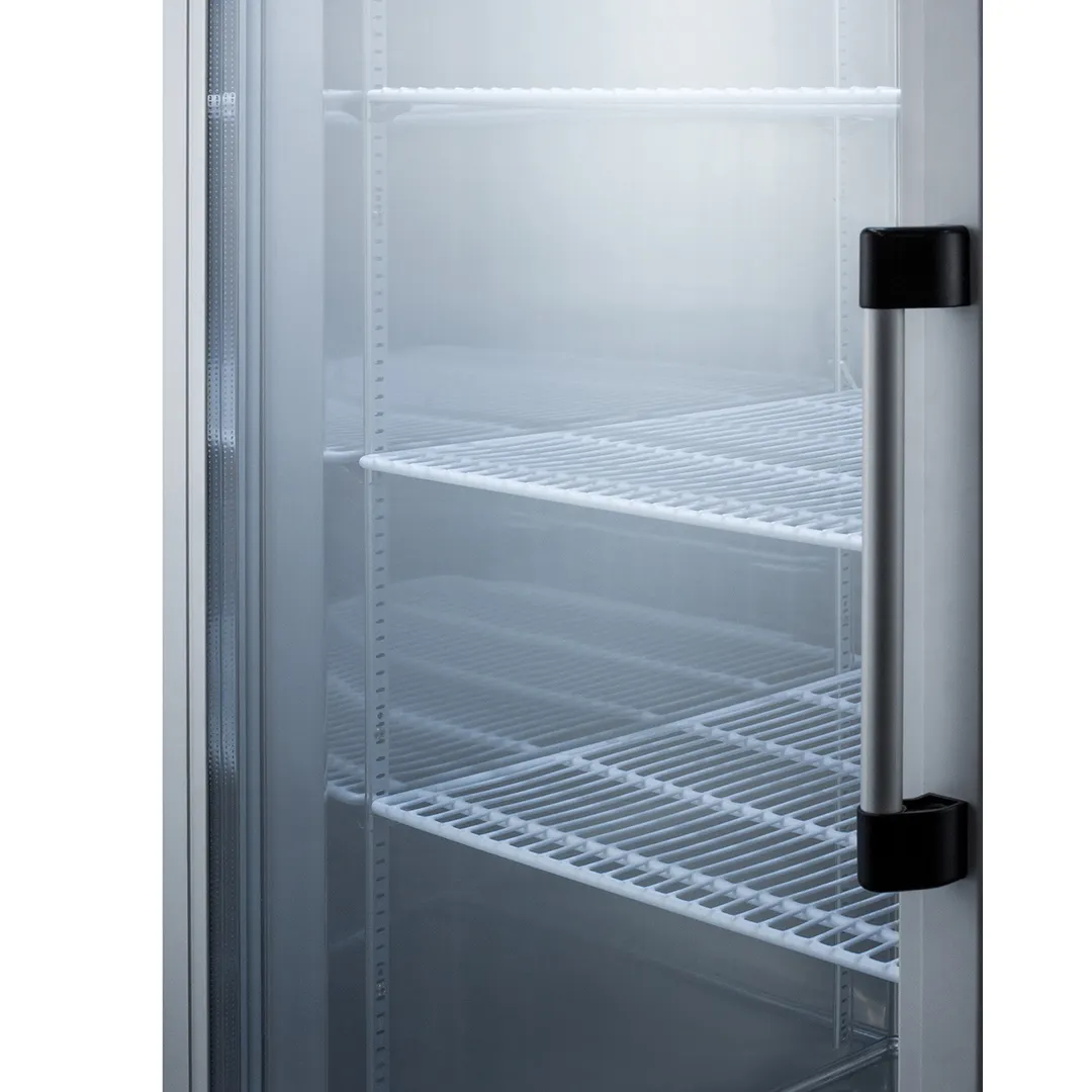 Summit SCR23SSGLH 28" 1-Section Reach-In Refrigerator w/ Left Hinged Glass Door, Bottom Mount, Stainless Steel, 23 cu. ft.