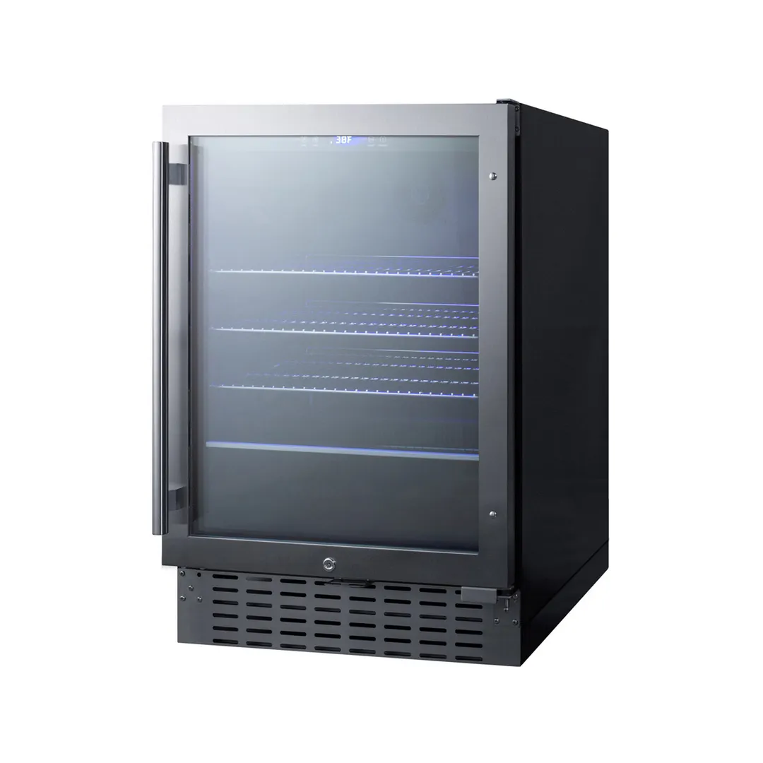 Summit SCR2466B 23" 1-Section Glass Door Beverage Merchandiser in Black, 6 Bottle