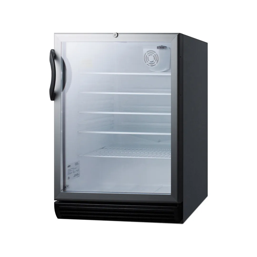 Summit SCR600BGLBIADA 24" Built-in Undercounter Glass Door Refrigerator in Black, 5.5 cu. ft.