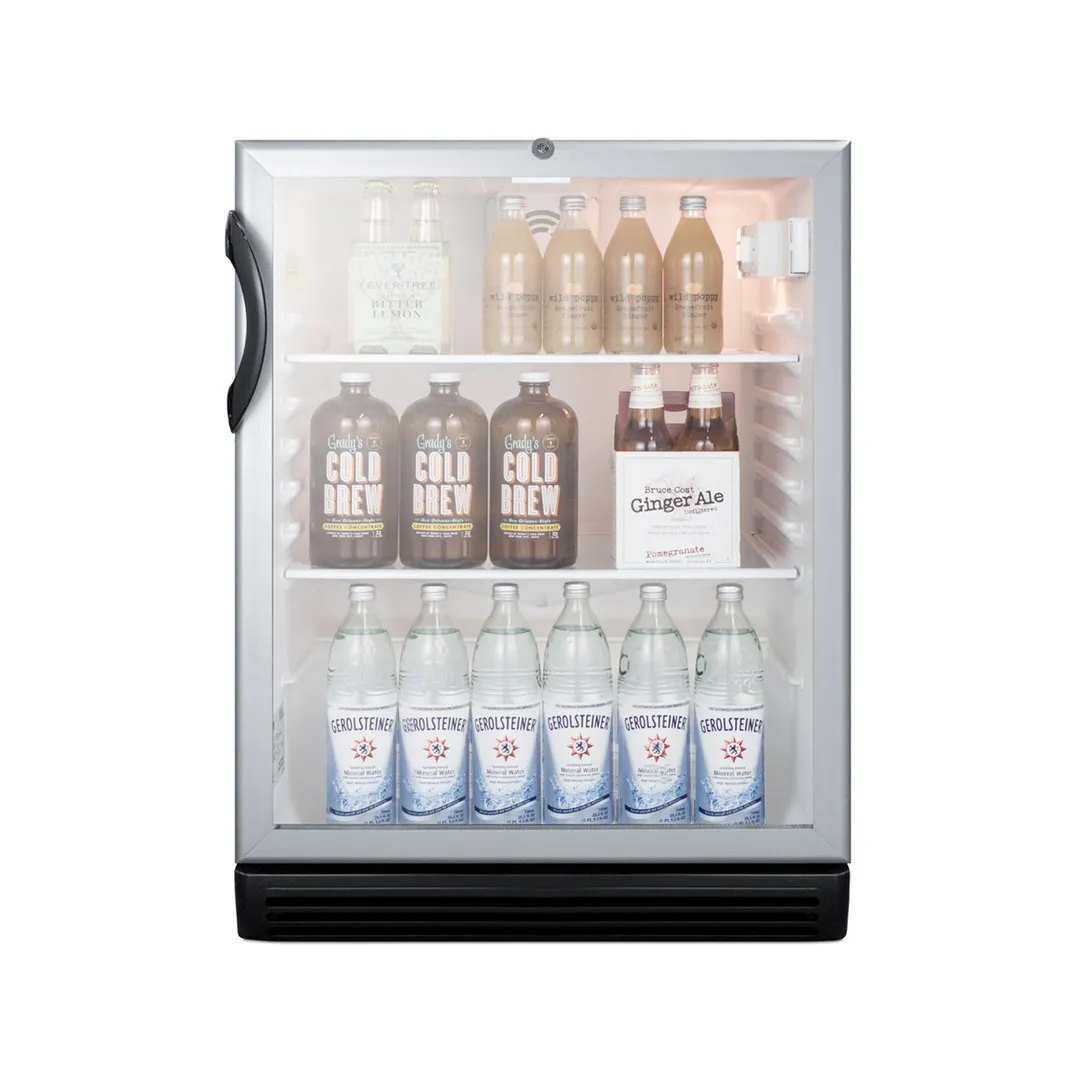 Summit SCR600BGLBIADA 24" Built-in Undercounter Glass Door Refrigerator in Black, 5.5 cu. ft.