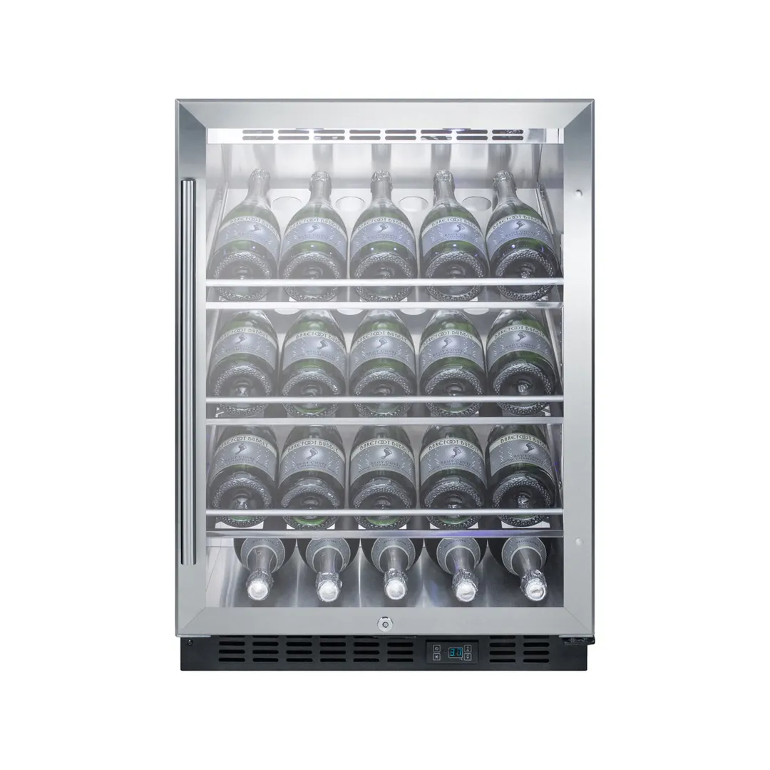 Summit SCR610BLCH 24" Glass Door Wine Refrigerator, Single Temperature, 20 Bottles