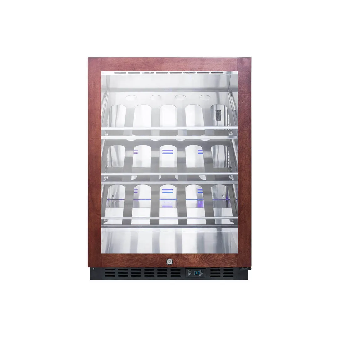Summit SCR610BLCHPNR 24" Glass Door Wine Refrigerator, Single Temperature, 20 Bottles