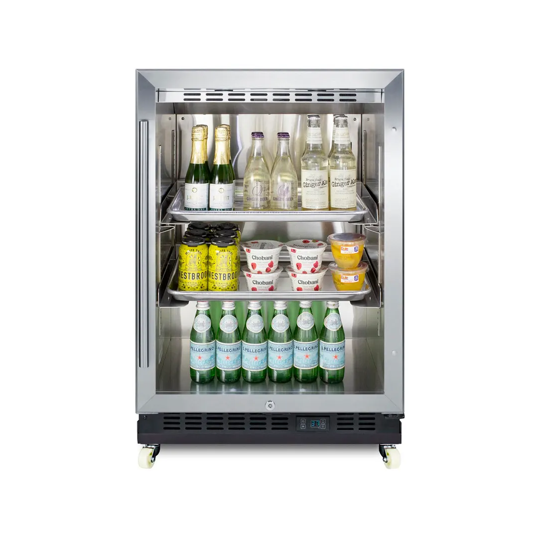 Summit SCR610BLRI 24" Glass Door Undercounter Refrigerator in Black, 5 cu. ft.