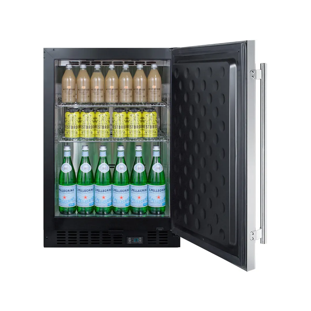 Summit SCR610BLSD 24" Stainless Steel Door Undercounter Refrigerator in Black, 5 cu. ft.