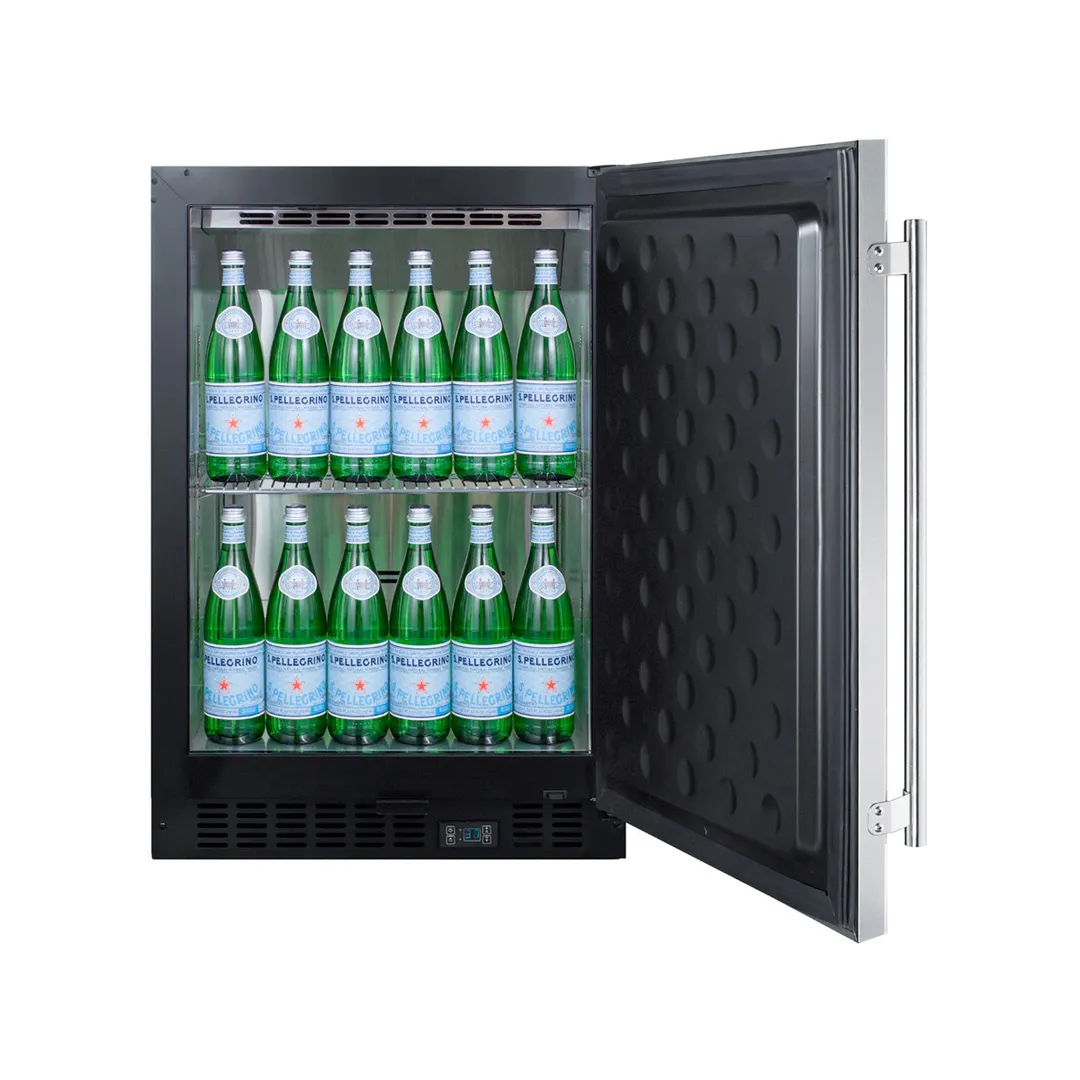 Summit SCR610BLSD 24" Stainless Steel Door Undercounter Refrigerator in Black, 5 cu. ft.