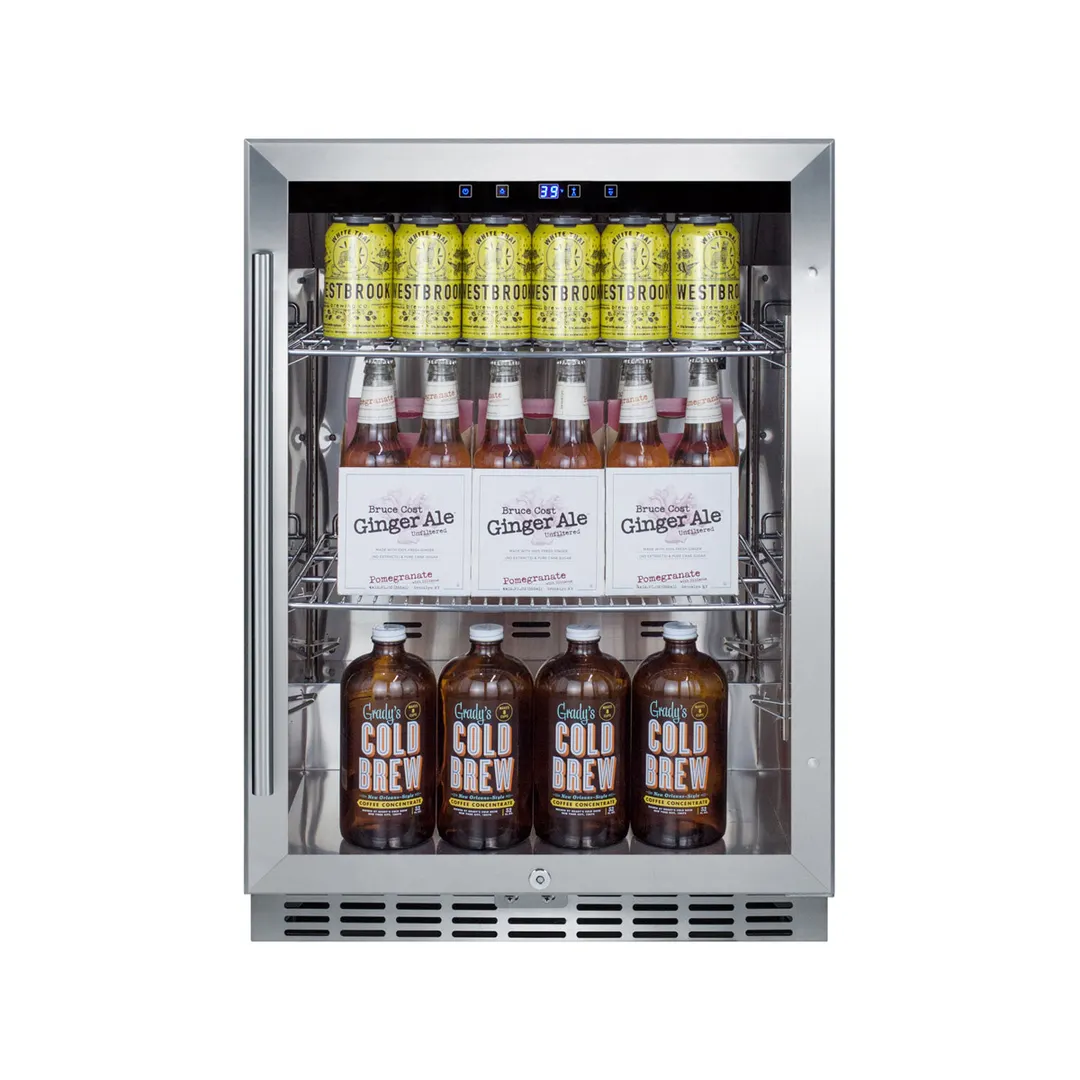 Summit SCR611GLOS 24" Outdoor Countertop Glass Door Refrigerator, Stainless Steel, 5.0 cu. ft.