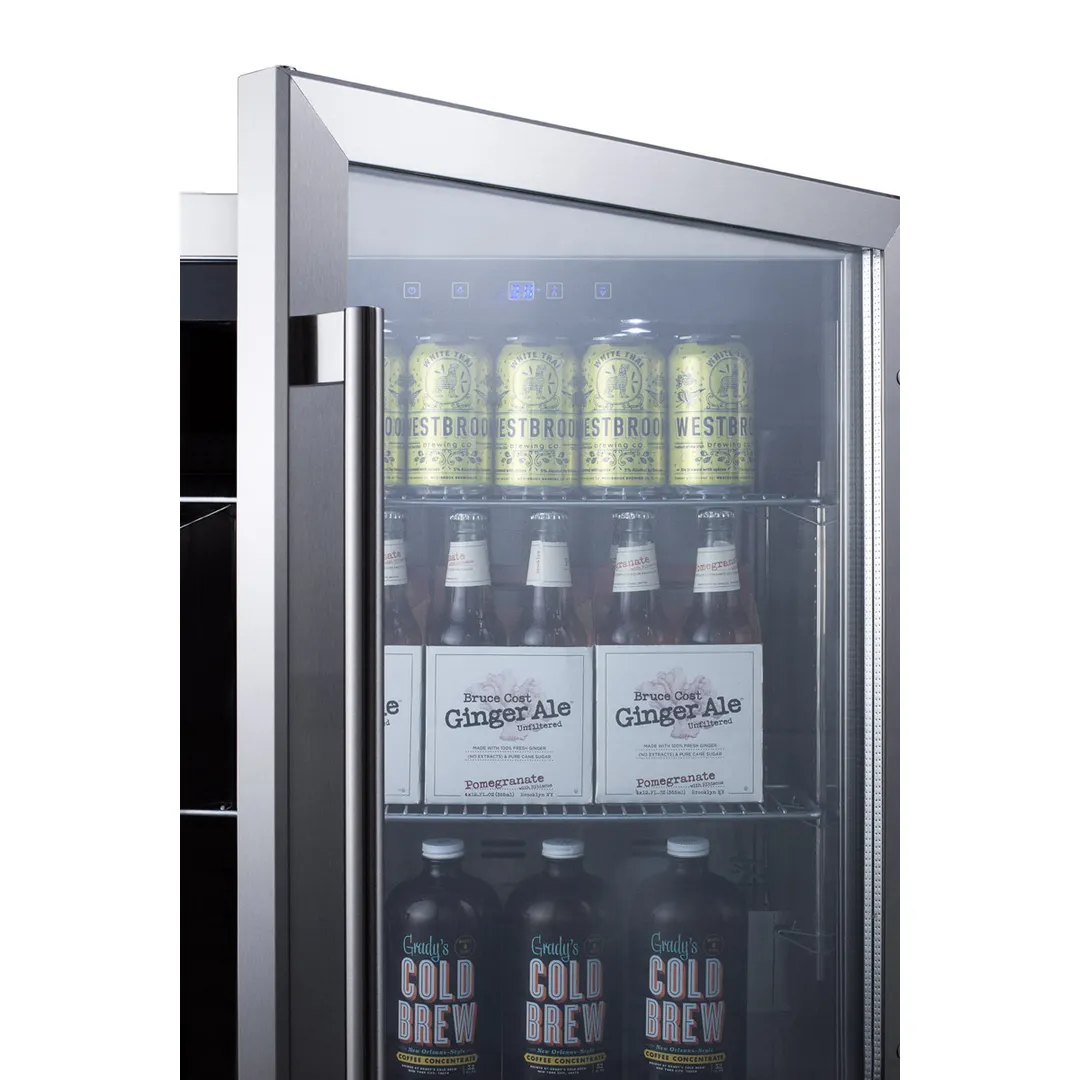 Summit SCR611GLOS 24" Outdoor Countertop Glass Door Refrigerator, Stainless Steel, 5.0 cu. ft.