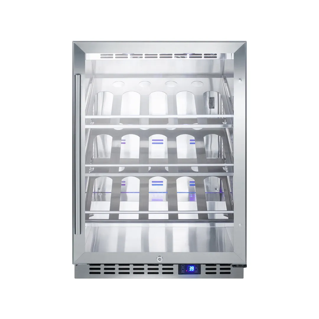 Summit SCR611GLOSCH 23" Glass Door Wine Refrigerator, Single Temperature, 20 Bottles