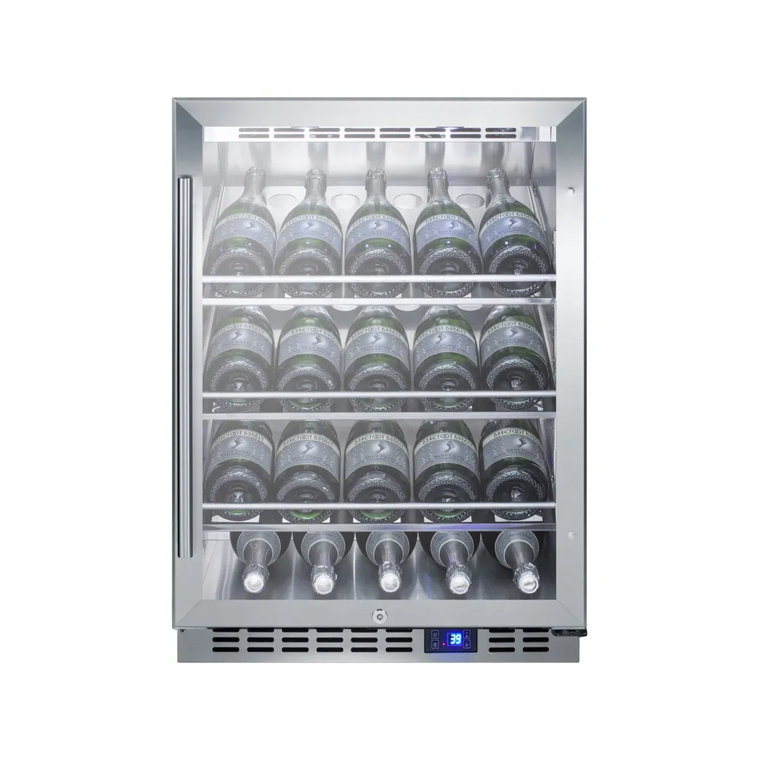 Summit SCR611GLOSCH 23" Glass Door Wine Refrigerator, Single Temperature, 20 Bottles