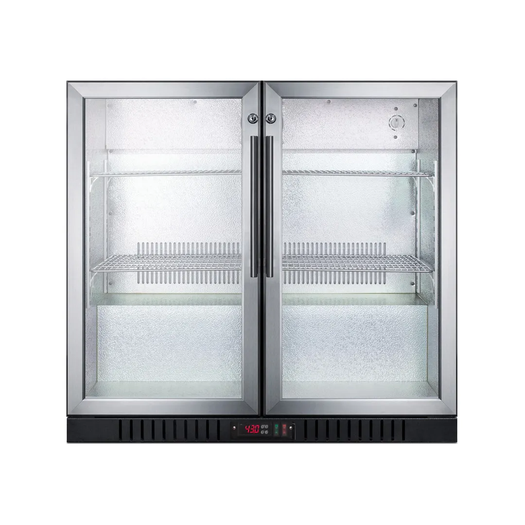 Summit SCR7012DB Beverage Merchandiser in Black, Two Swing Glass Door w/ Lock, 7.4 cu. ft.
