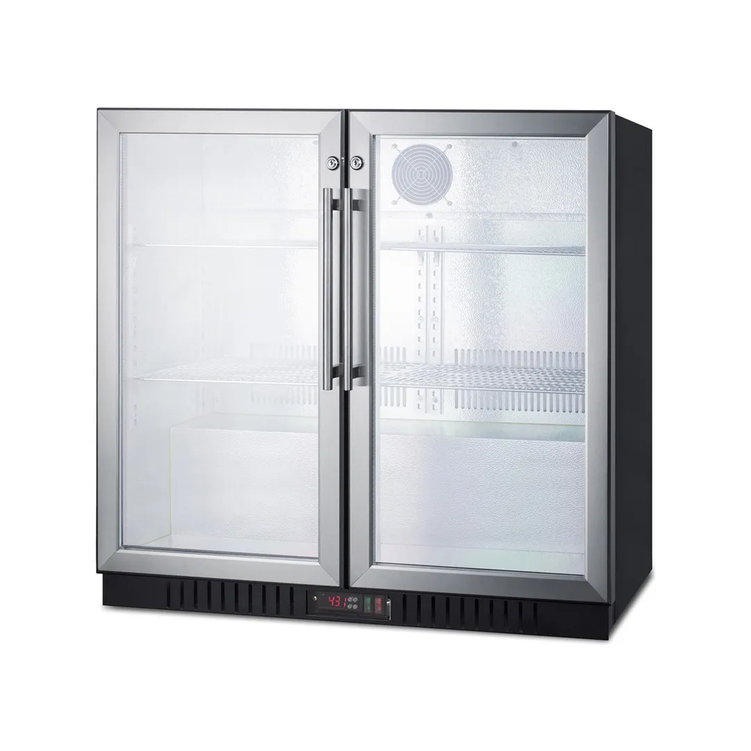 Summit SCR7012DB Beverage Merchandiser in Black, Two Swing Glass Door w/ Lock, 7.4 cu. ft.