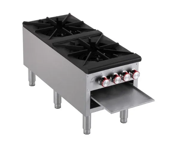 Magic Chef MCCSR2A 18" Natural Gas Stock Pot Range w/ (2) Three Ring Burners, Front to Back Design, Manual Controls, 80.000 BTU