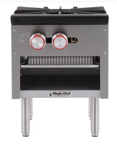Magic Chef MCCSR1A 18" Natural Gas Stock Pot Range w/ (1) Three Ring Burner, Manual Controls, 80.000 BTU