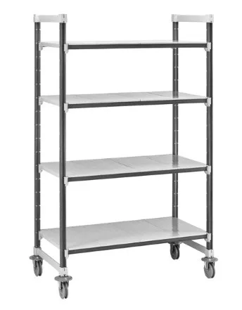 Cambro EXMU246078S4480 Camshelving Elements Xtra Mobile Unit, 24W x 60L x 78H, 4-Tier, 900 lbs, Gray