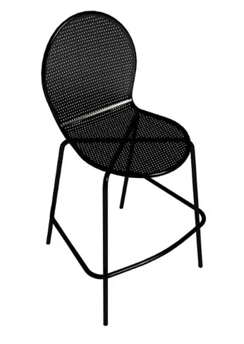 American Tables & Seating 94-BS Aluminum Bar Stool with Round Meshed Back & Seat, Black