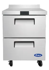 Atosa USA MGF8423GR 27" 1-Section WorkTop Refrigerator with Backsplash, 2 Drawers, 7.15 cu. ft.