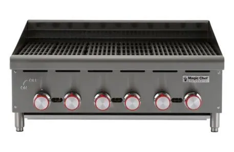 Magic Chef MCCCB36A 36" Countertop Gas Radiant Charbroiler w/ (6) Burners, 120.000 BTU
