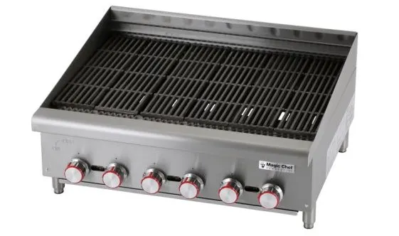 Magic Chef MCCCB36A 36" Countertop Gas Radiant Charbroiler w/ (6) Burners, 120.000 BTU