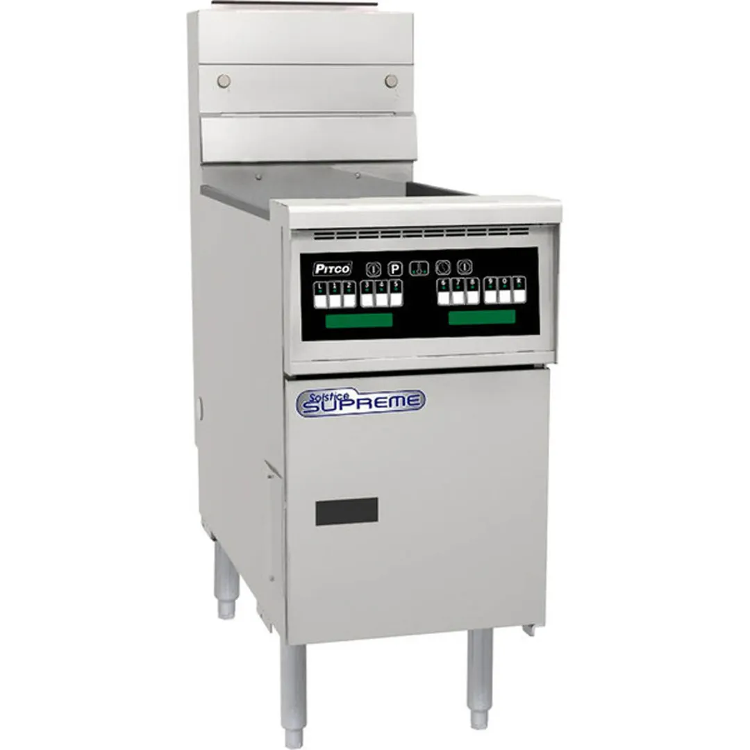 Pitco SE18R 19" Floor Model Electric Full Pot Fryer w/ 90 Lbs Oil Capacity, No Filter, Solid State Controls, 2 Twin or 1 Full Baskets, 22.0kW