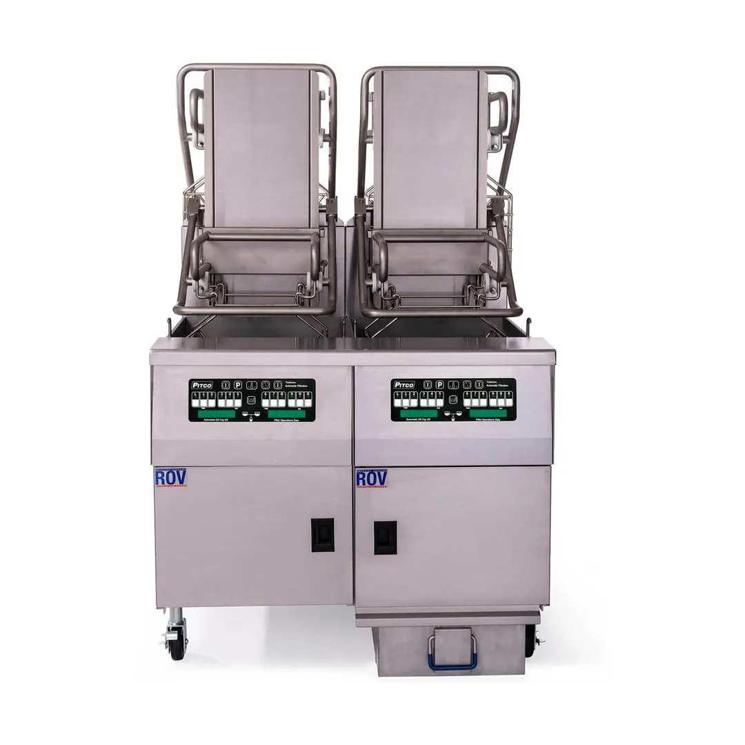 Pitco SELVRF-2/FD Multiple Battery Electric Floor Fryer w/ (2) 76-Lb. Vats, Computer Controls