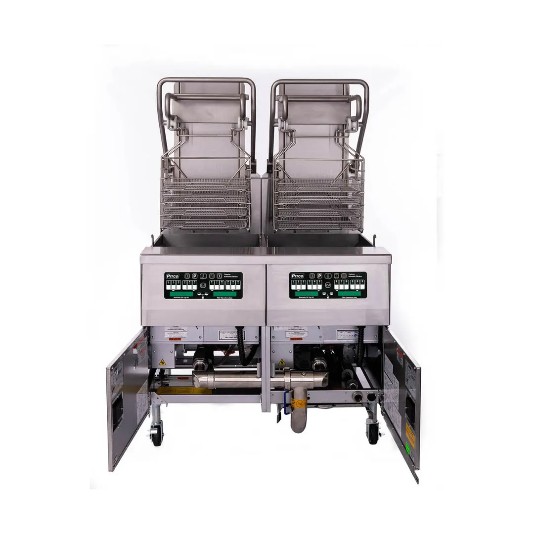Pitco SELVRF-2/FD Multiple Battery Electric Floor Fryer w/ (2) 76-Lb. Vats, Computer Controls