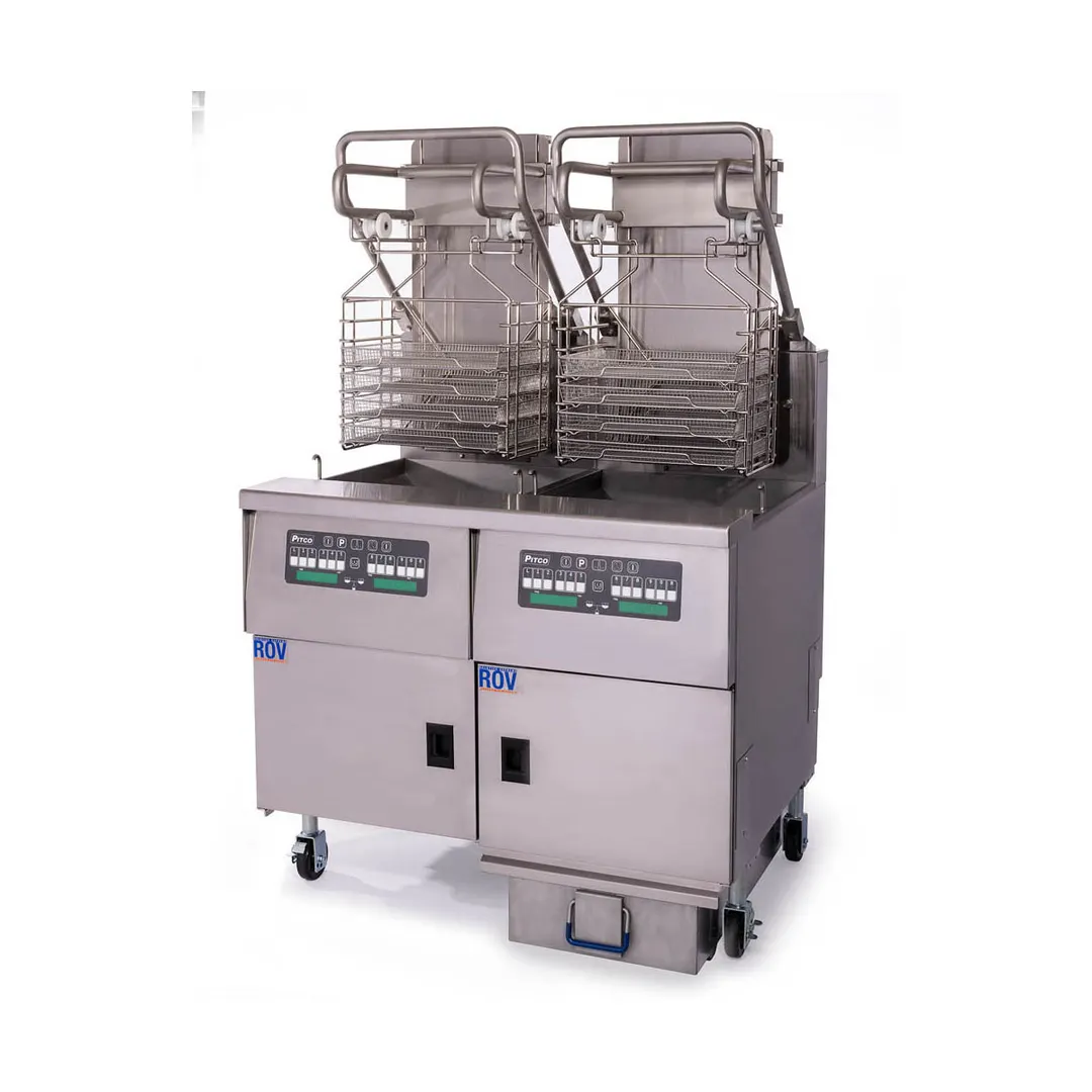 Pitco SELVRF-2/FD Multiple Battery Electric Floor Fryer w/ (2) 76-Lb. Vats, Computer Controls