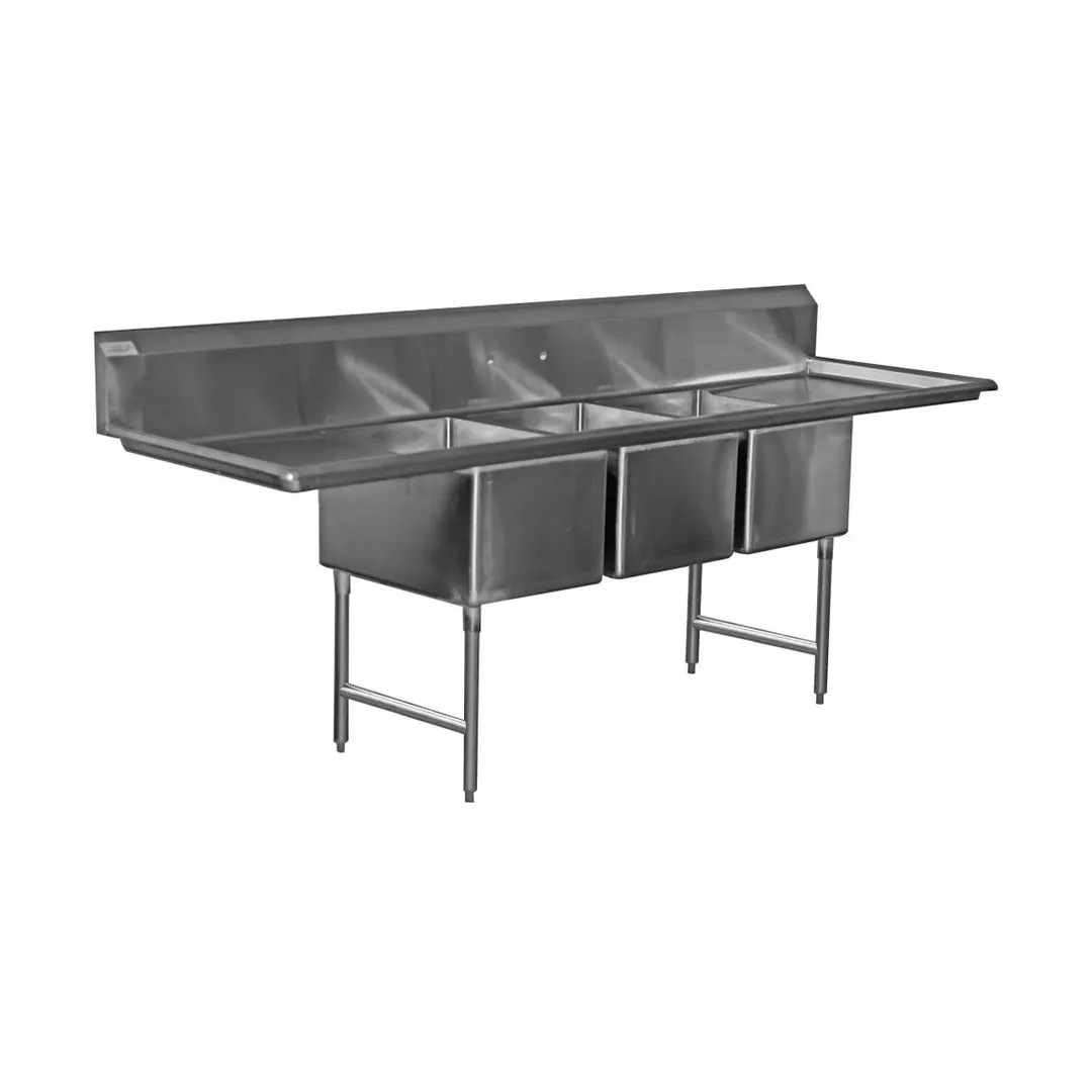 Serv-Ware 3CWPH18182-24 106" Three Compartment Sink, 18"W x 18"L Bowl With 2 Drainboards