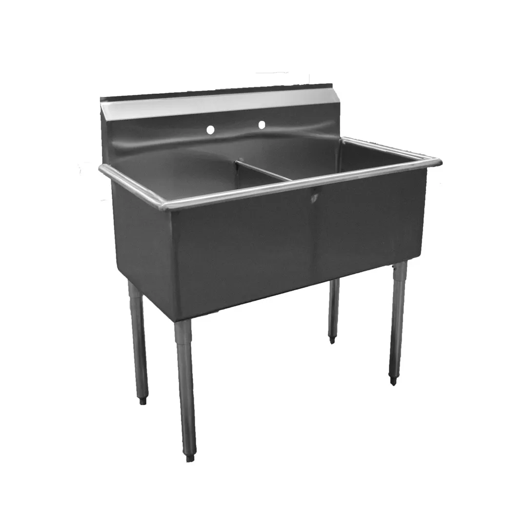 Serv-Ware BS2-1818 39" Two Compartment Sink, 18"W x 18"L Bowl Without Drainboard