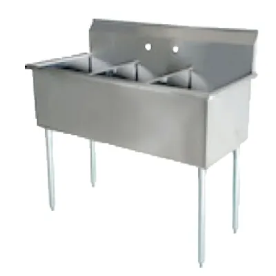 Serv-Ware BS3-2424 75" Three Compartment Sink, 24"W x 24"L Bowl Without Drainboard