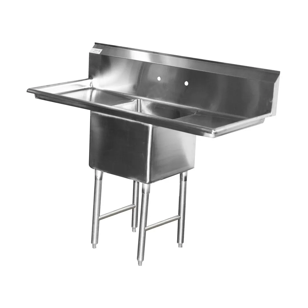 Serv-Ware D1CWP16202-18 52" One Compartment Sink, 16"W x 20"L Bowl With 2 Drainboards
