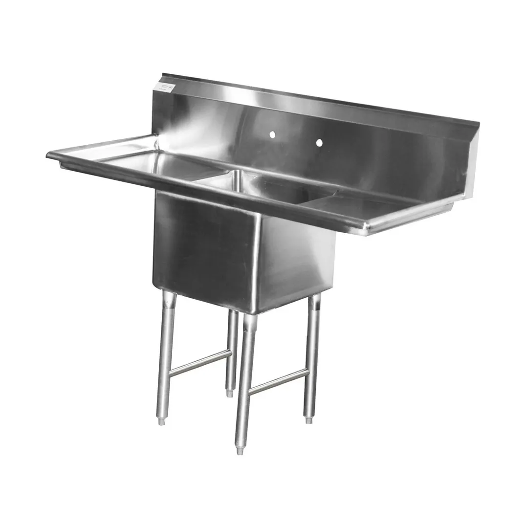 Serv-Ware E1CWP18182-18 54" One Compartment Sink, 18"W x 18"L Bowl With 2 Drainboards