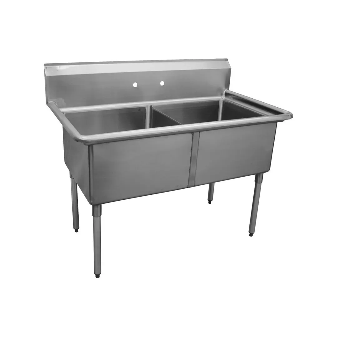 Serv-Ware E2CWP2424 53" Two Compartment Sink, 24"W x 24"L Bowl Without Drainboard