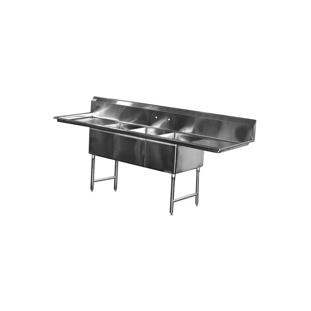 Serv-Ware E3CWP1515 50" Three Compartment Sink, 15"W x 15"L Bowl Without Drainboard
