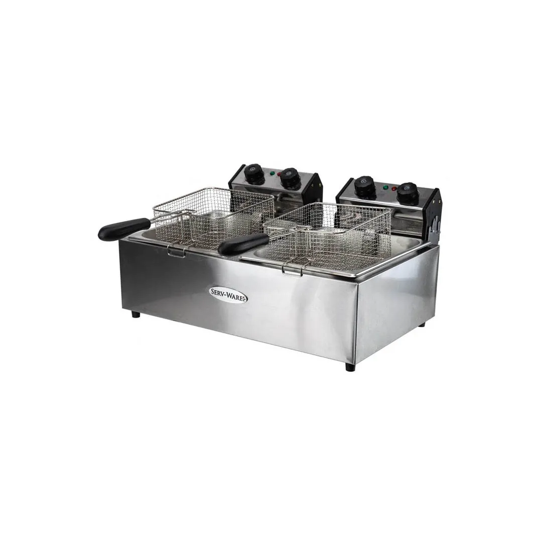 Serv-Ware EF-06L-2 Full Pot Countertop Electric Fryer w/ 13.20 lbs Oil Capacity, 2 Baskets