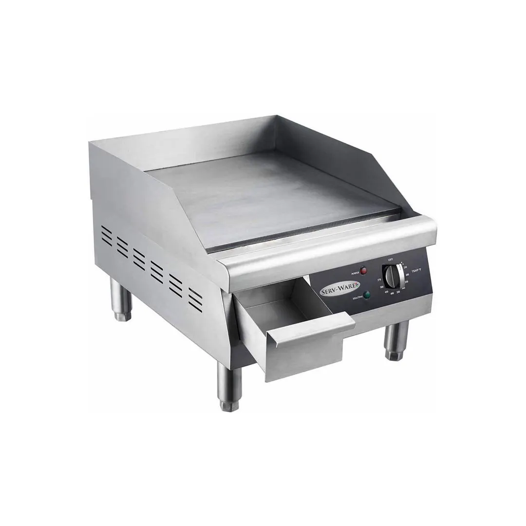 Serv-Ware ETG-16 16" Countertop Electric Thermostatic Griddle, 16” x 15.5” Surface, 120V