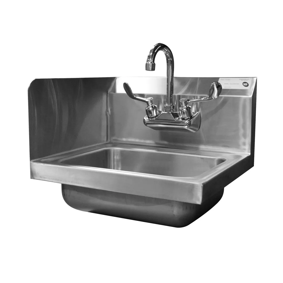 Serv-Ware HS15-CWP-SSL 17" Wall Mounted Hand Sink with Wrist Faucet - 18 g / Back & Left Splashes