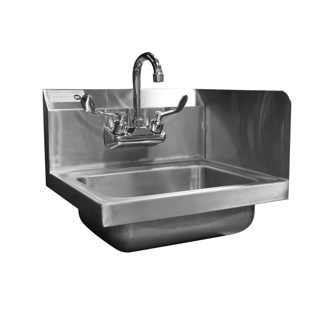 Serv-Ware HS15-CWP-SSR 17" Wall Mounted Hand Sink with Wrist Faucet - 18 g / Back & Right Splashes