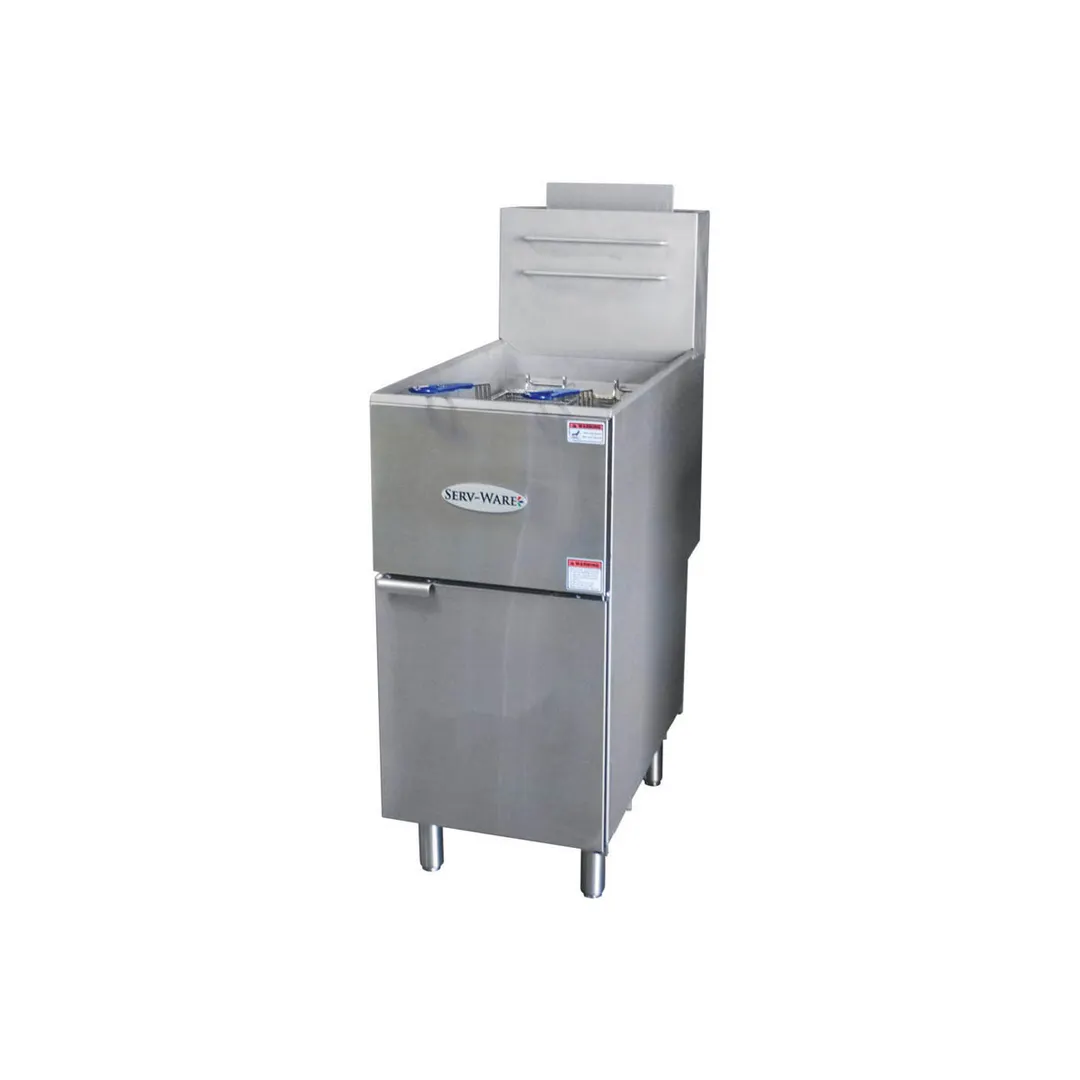 Serv-Ware SGF-40L 15" Floor Model LP Gas Full Pot Fryer, 40 lbs, 90.000 BTU