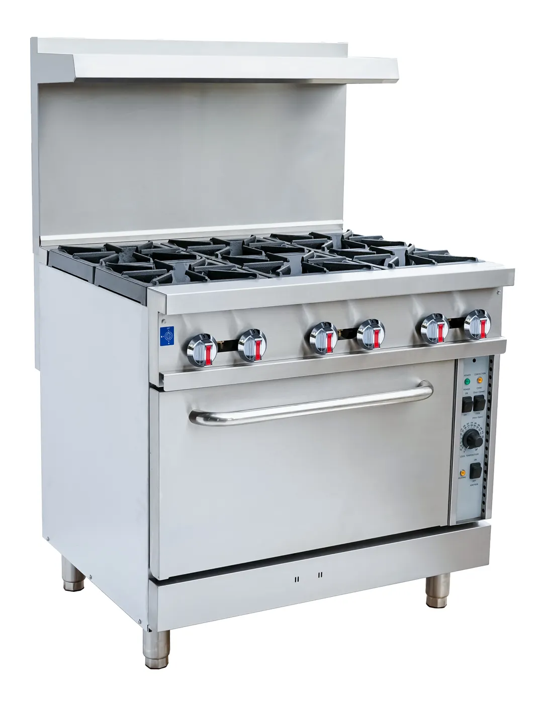 Serv-Ware SGR-6B-C 36" Gas Restaurant Range w/ (6) Open Burners, (1) Convection Oven, 211.000 BTU