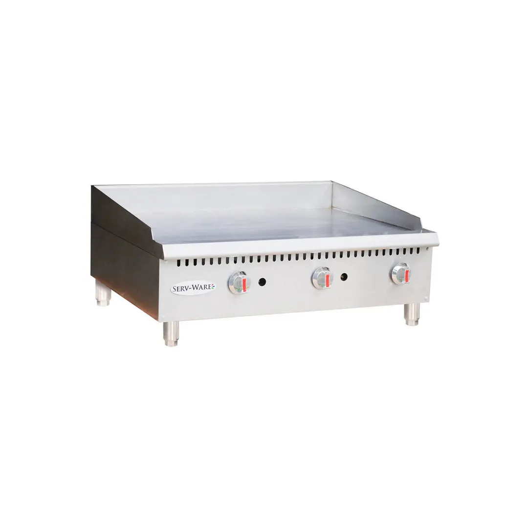 Serv-Ware SMGS-36 36" Countertop Manual Gas Griddle, 3/4" Steel Plate, 60.000 BTU