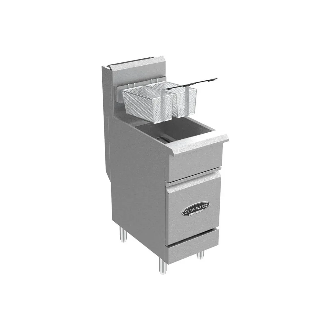 Serv-Ware SS-SGF-50L Floor Model LP Gas Full Pot Fryer, 50 lbs, 120.000 BTU
