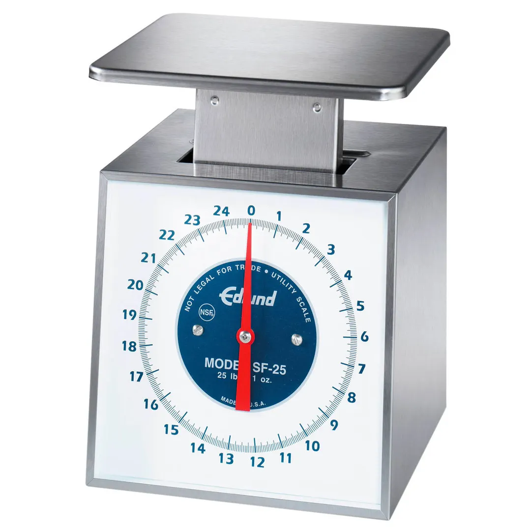 Edlund SF-25 Portion Scale – Stainless 10‑29 lb, Fixed Dial, 6‑7” Platform, 25 lb 4 oz Graduation, Dishwasher Safe