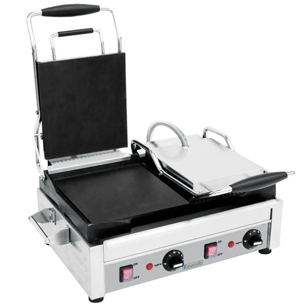 Eurodib SFE02375240 18" Double Sandwich Panini Grill w/ Cast Grooved & Smooth Plates, 240V